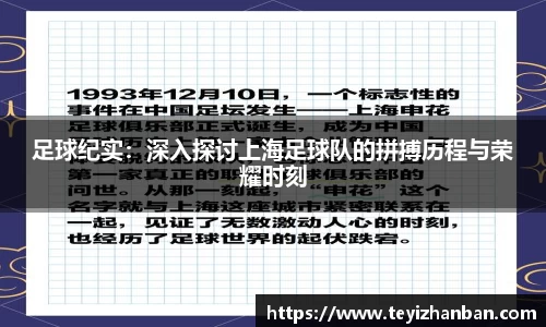 足球纪实：深入探讨上海足球队的拼搏历程与荣耀时刻